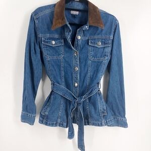 ✅ Yellowstone Old School Denim Snap Top w/Suede Collar. SIZE Small Rodeo